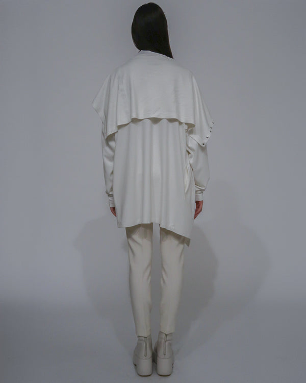 Rosetta Getty FUNNEL NECK SNAP CARDIGAN