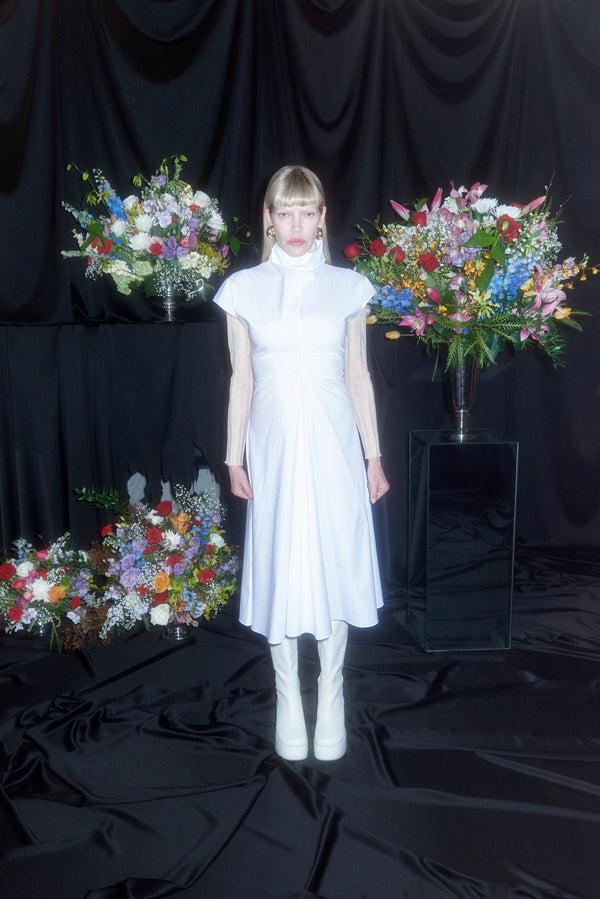 Rosetta Getty FUNNEL NECK TORQUED DRESS