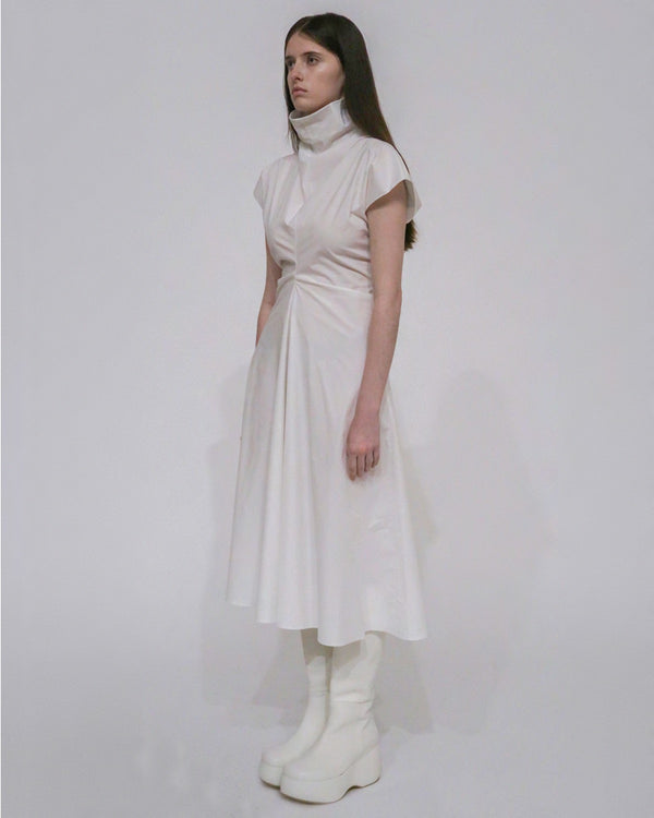 Rosetta Getty FUNNEL NECK TORQUED DRESS