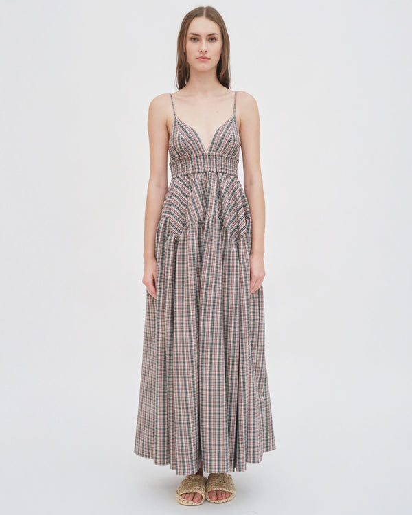 Rosetta Getty GATHERED PEPLUM CAMISOLE DRESS