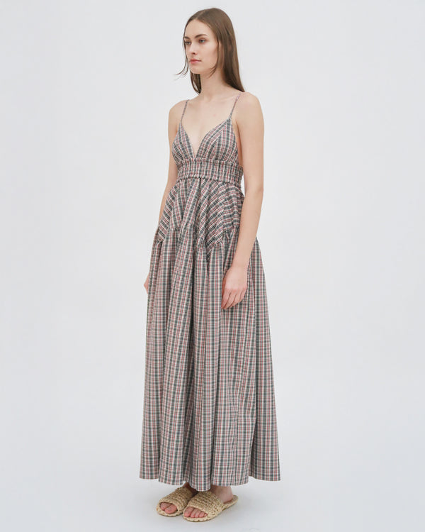 Rosetta Getty GATHERED PEPLUM CAMISOLE DRESS