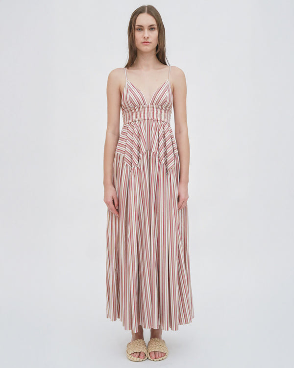 Rosetta Getty GATHERED PEPLUM CAMISOLE DRESS