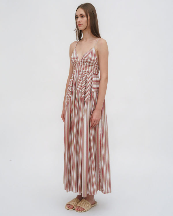 Rosetta Getty GATHERED PEPLUM CAMISOLE DRESS