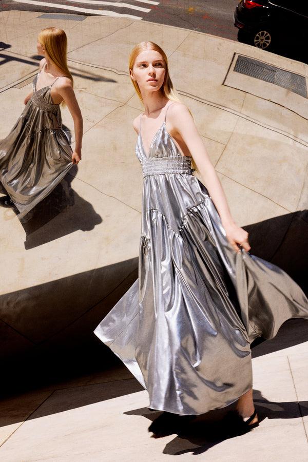 rosetta getty GATHERED PEPLUM CAMISOLE DRESS