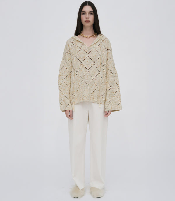 Rosetta Getty HAND CROCHET BAJA HOODIE