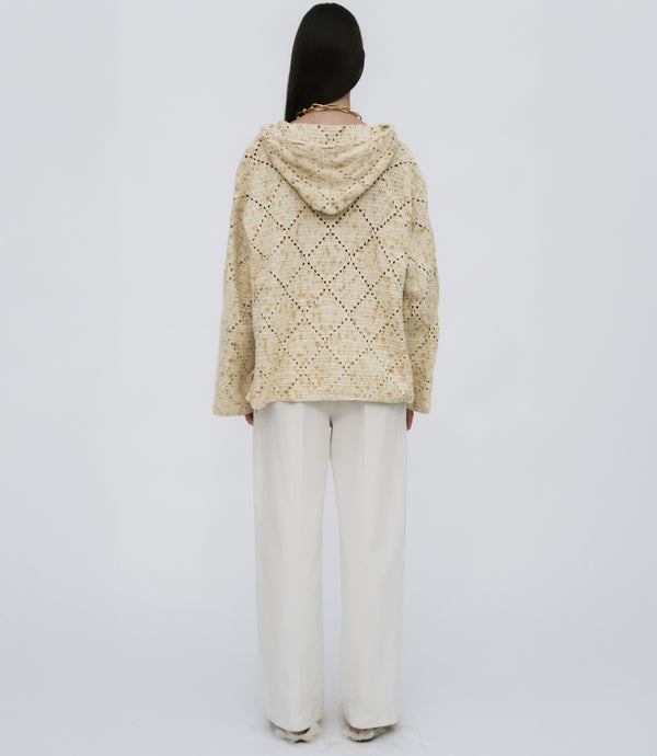 Rosetta Getty HAND CROCHET BAJA HOODIE