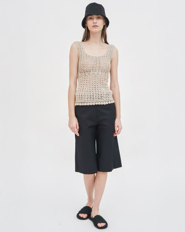Rosetta Getty HAND CROCHET SQUARE NECK TANK
