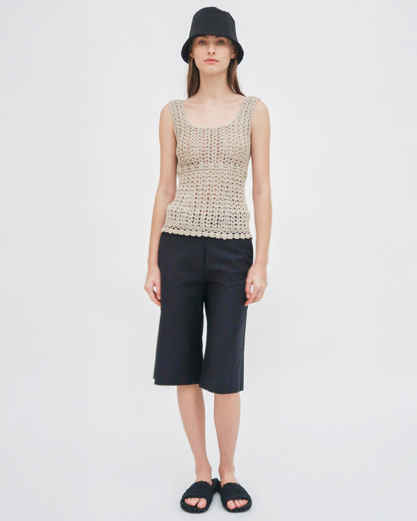 Rosetta Getty HAND CROCHET SQUARE NECK TANK