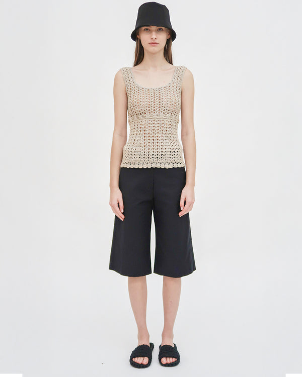 Rosetta Getty HAND CROCHET SQUARE NECK TANK