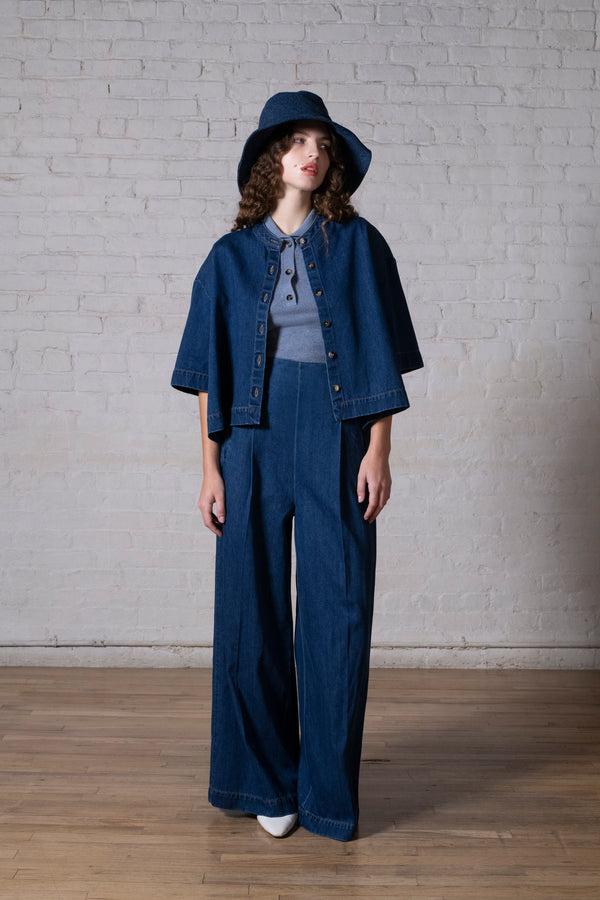 Rosetta Getty HIGH RISE WIDE LEG PANT - DENIM