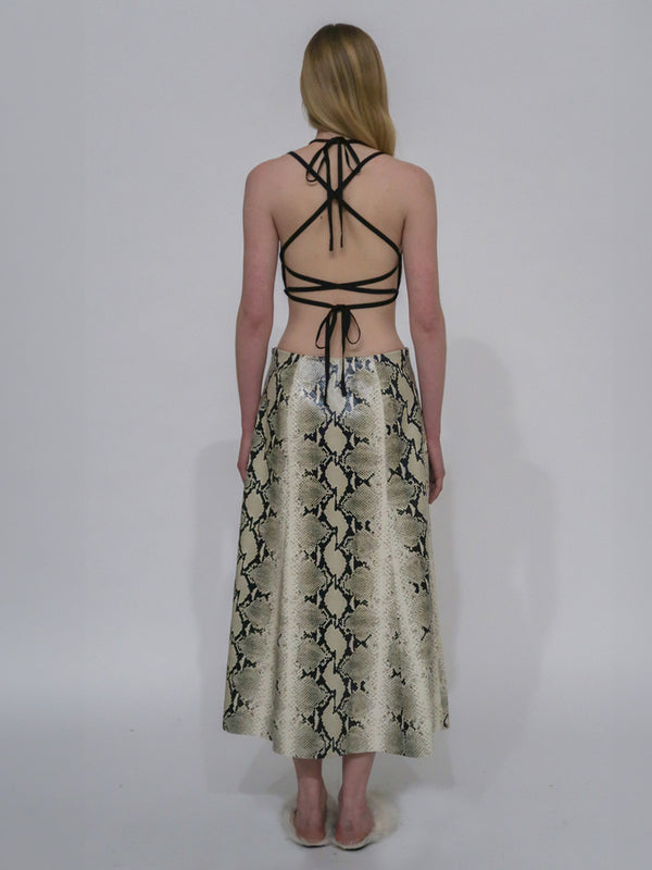 Rosetta Getty LACE UP BIB TOP - EMBOSSED PYTHON