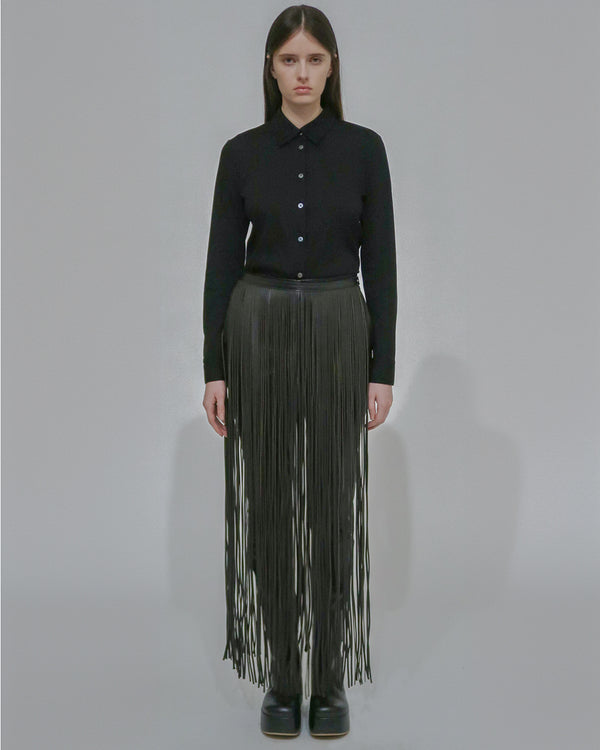 Rosetta Getty LEATHER FRINGE SKIRT