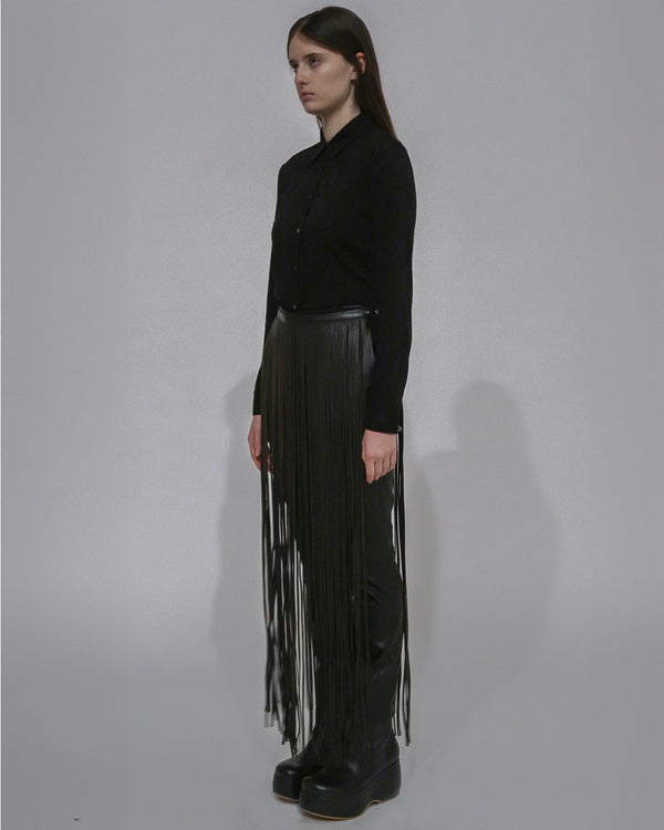 Rosetta Getty LEATHER FRINGE SKIRT