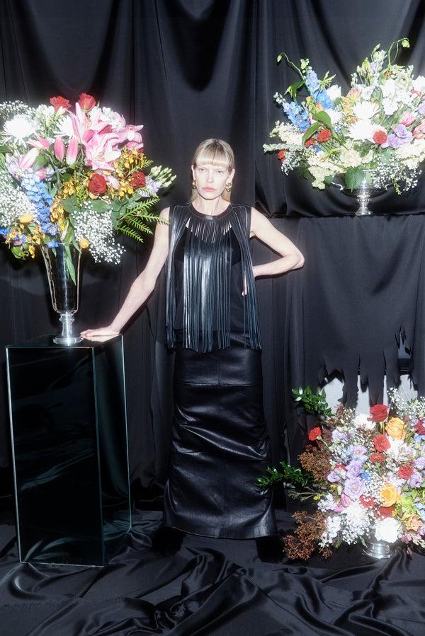 Rosetta Getty LEATHER FRINGE TOP