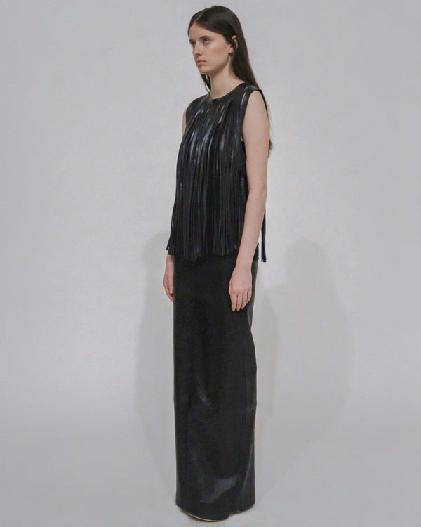 Rosetta Getty LEATHER FRINGE TOP