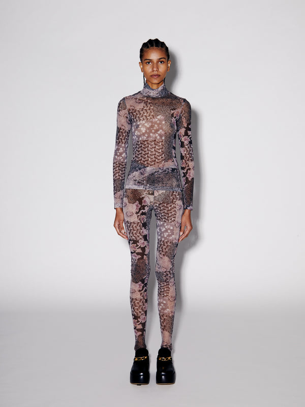 Rosetta Getty Long Sleeve Mesh Turtleneck T-Shirt
