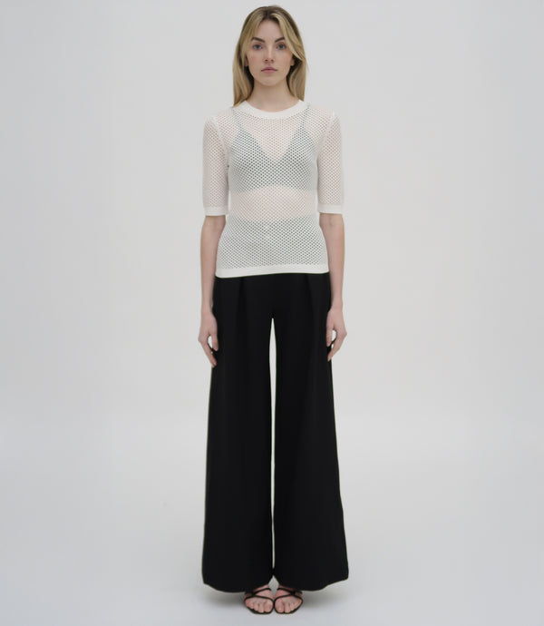 Rosetta Getty MESH CROPPED SLEEVE SWEATER