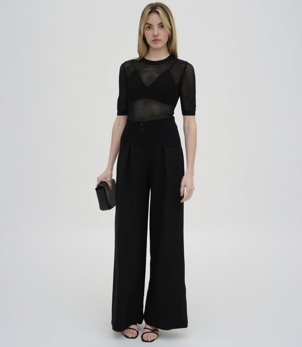 rosetta getty MESH CROPPED SLEEVE SWEATER