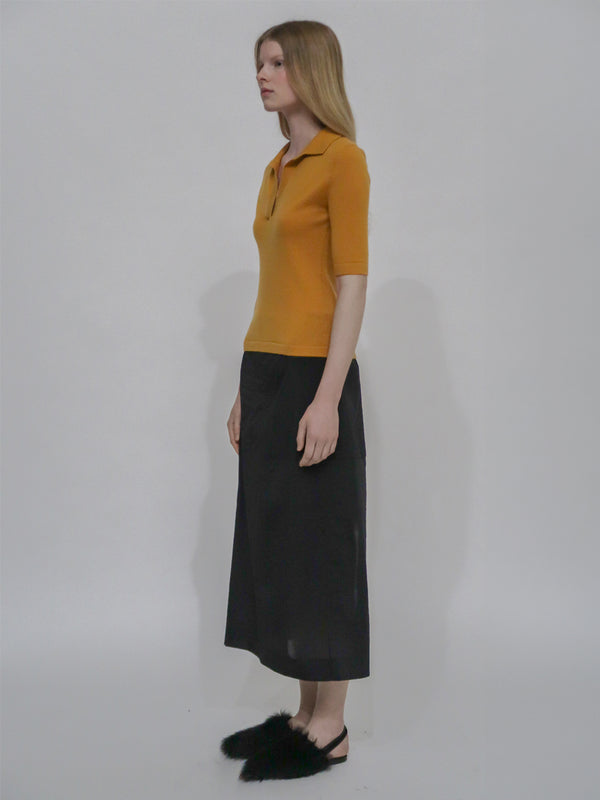 Rosetta Getty OPEN NECK POLO SWEATER