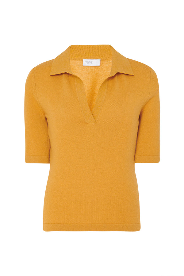 Rosetta Getty OPEN NECK POLO SWEATER