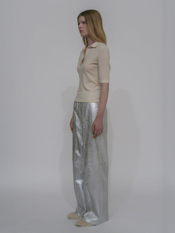 Rosetta Getty OPEN NECK POLO SWEATER