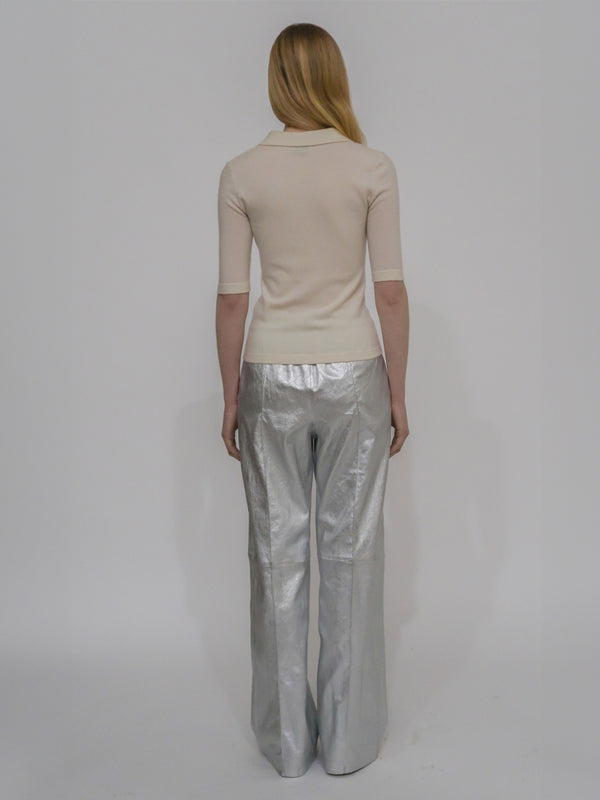 Rosetta Getty OPEN NECK POLO SWEATER