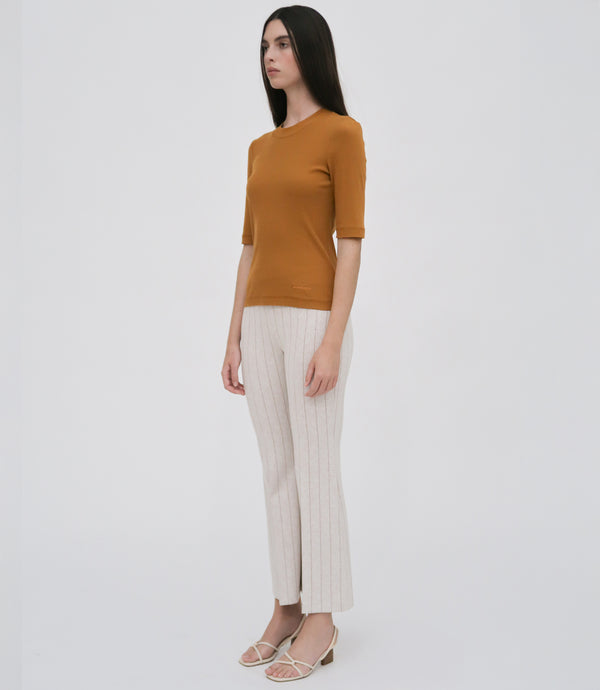 Rosetta Getty PULL-ON CROPPED FLARE - PINSTRIPE