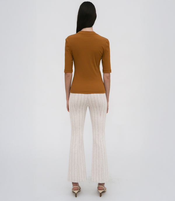 Rosetta Getty PULL-ON CROPPED FLARE - PINSTRIPE