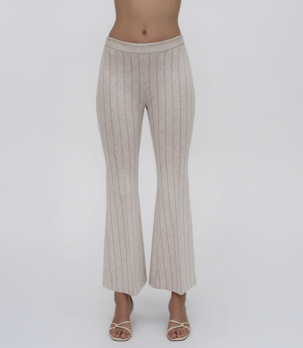 Rosetta Getty PULL-ON CROPPED FLARE - PINSTRIPE