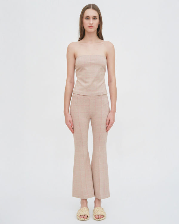 Rosetta Getty PULL ON CROPPED FLARE - PLAID