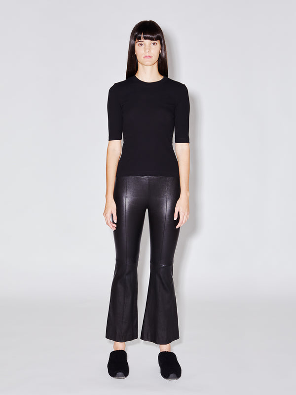 Rosetta Getty Pull On Cropped Leather Flare