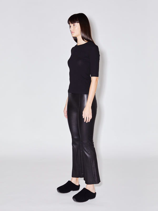 Rosetta Getty Pull On Cropped Leather Flare