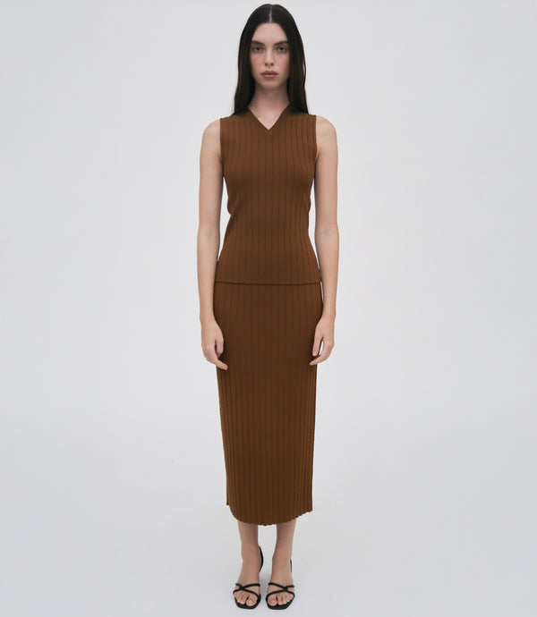 Rosetta Getty RIB MIDI SKIRT