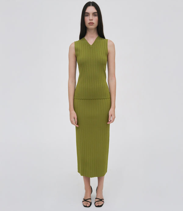 Rosetta Getty Rib Midi Skirt