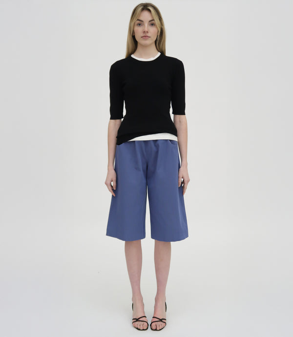 Rosetta Getty RIBBED CROPPED SLEEVE SWEATER