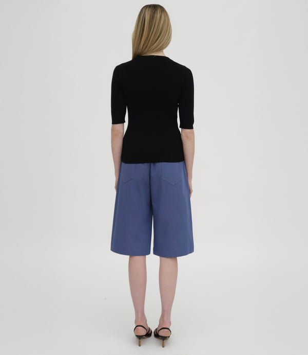 Rosetta Getty RIBBED CROPPED SLEEVE SWEATER