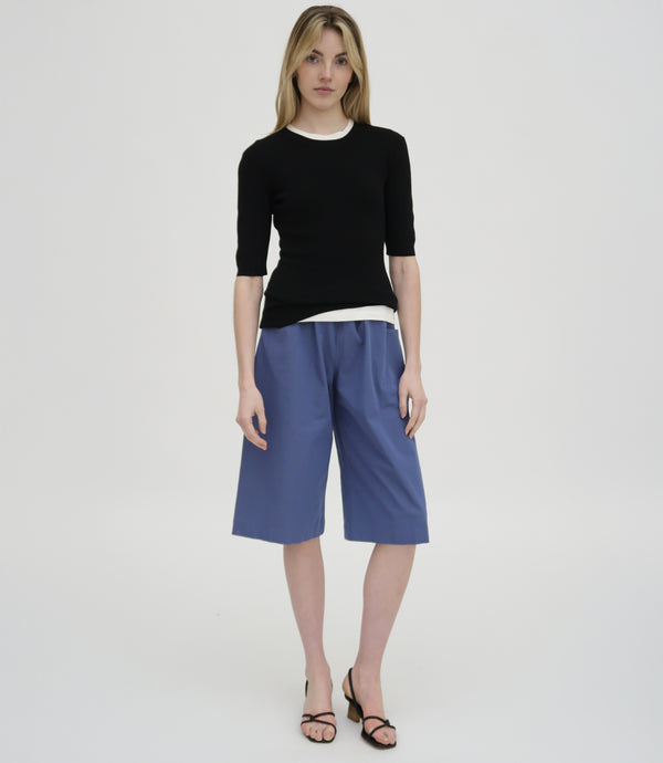 rosetta getty RIBBED CROPPED SLEEVE SWEATER