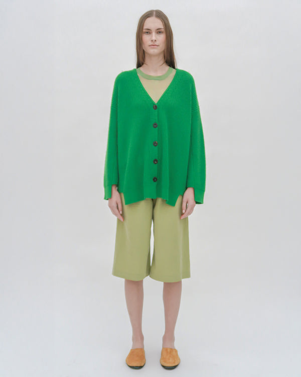 Rosetta Getty RIBBED PANELED CARDIGAN