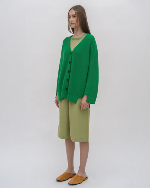 Rosetta Getty RIBBED PANELED CARDIGAN