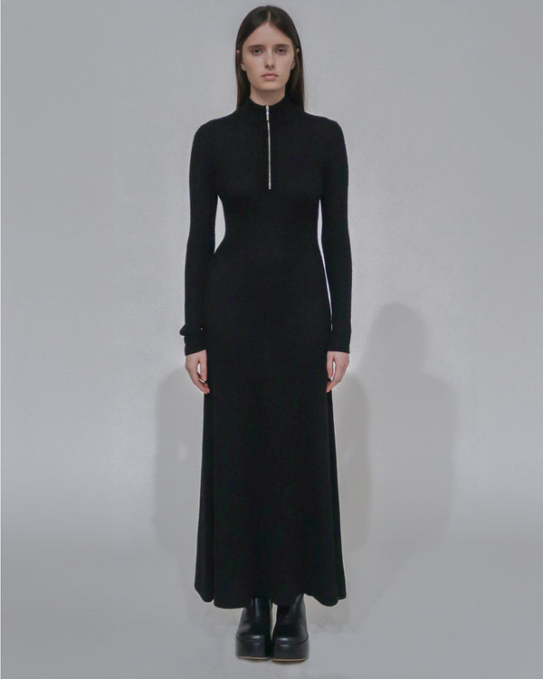 Rosetta Getty RIBBED ZIP UP TURTLENECK DRESS