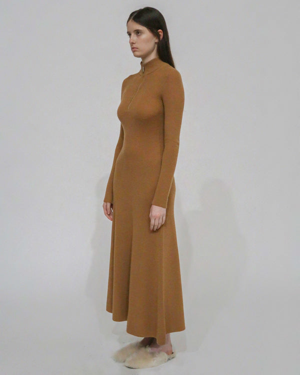 Rosetta Getty RIBBED ZIP UP TURTLENECK DRESS