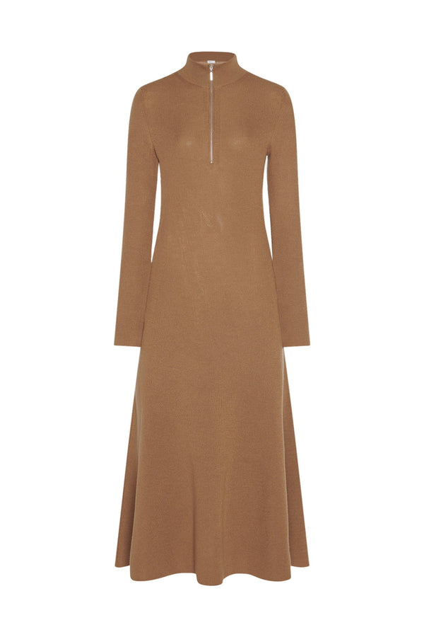 Rosetta Getty RIBBED ZIP UP TURTLENECK DRESS