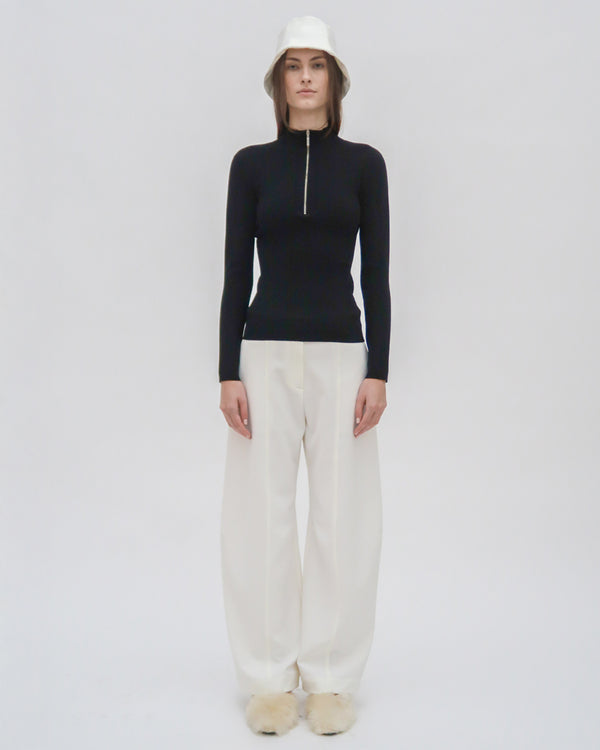 Rosetta Getty RIBBED ZIP UP TURTLENECK SWEATER