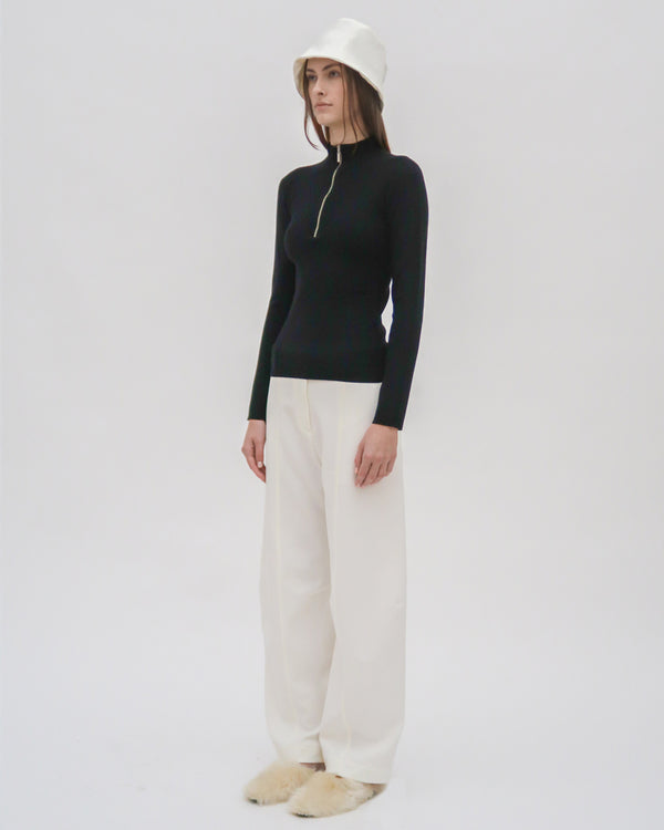 Rosetta Getty RIBBED ZIP UP TURTLENECK SWEATER