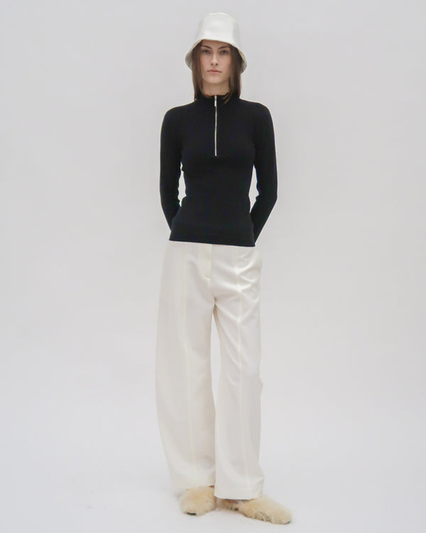 rosetta getty RIBBED ZIP UP TURTLENECK SWEATER