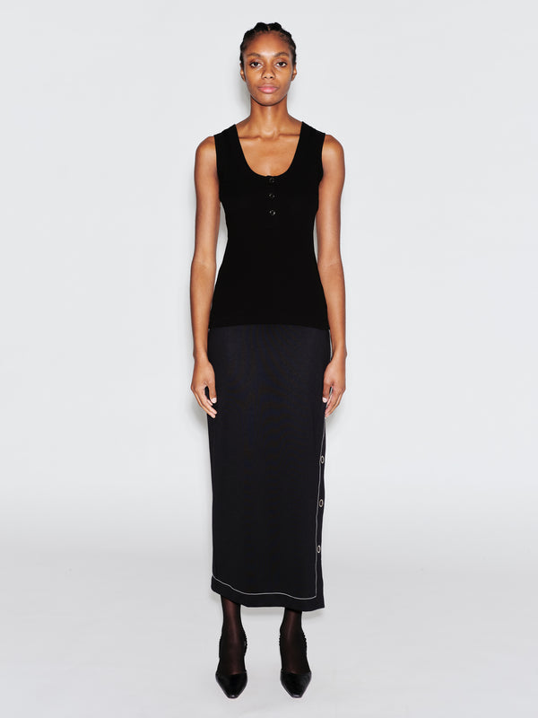 Rosetta Getty SCOOP NECK HENLEY TANK TOP