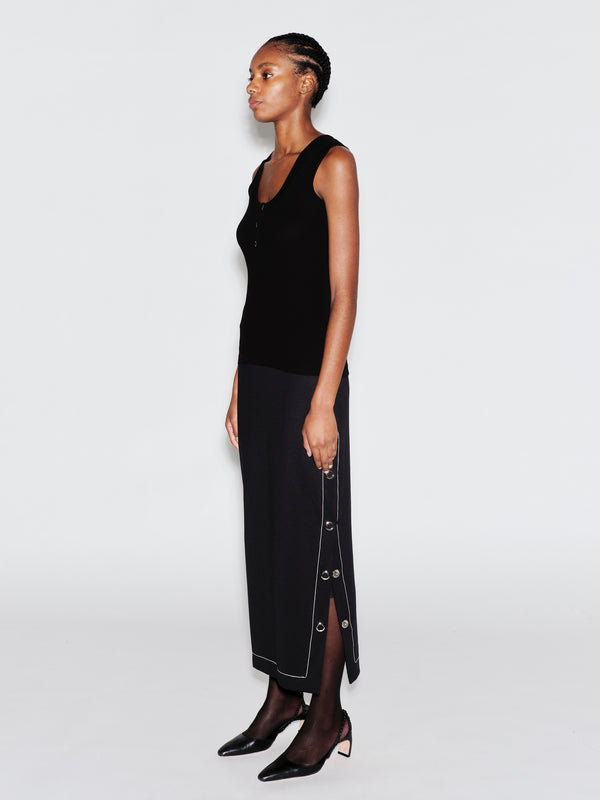 Rosetta Getty SCOOP NECK HENLEY TANK TOP