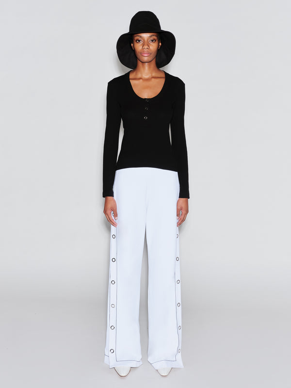 Rosetta Getty SCOOP NECK HENLEY TOP