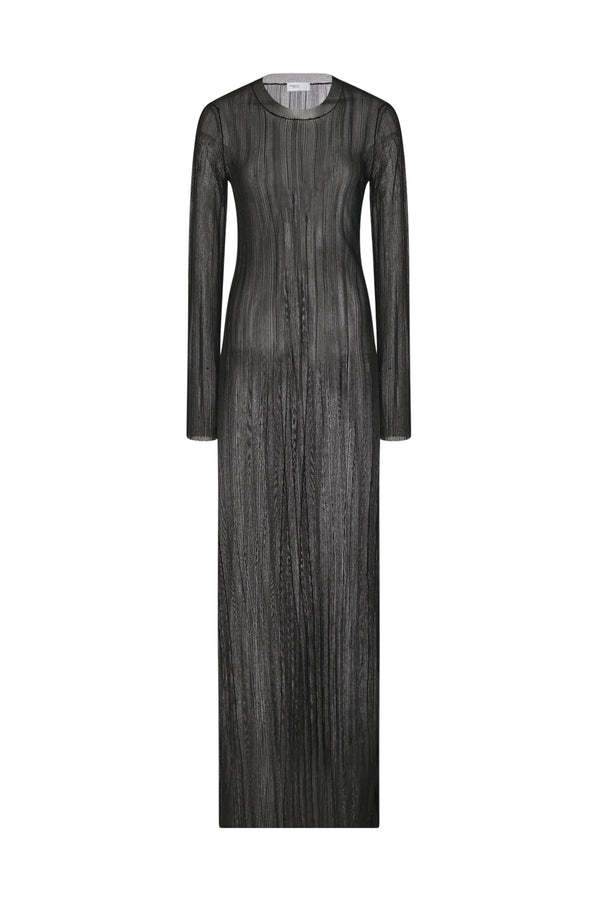 Rosetta Getty SHEER PLISSE LONG SLEEVE DRESS