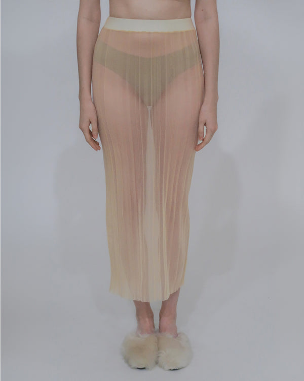 Rosetta Getty SHEER PLISSE MAXI SKIRT